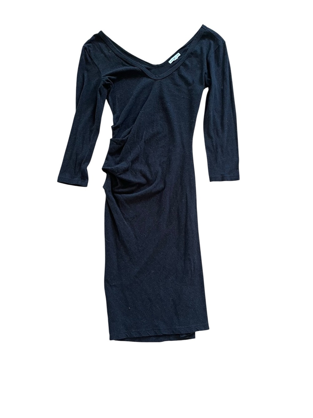 James Perse Black Asymmetrical Sheath Dress